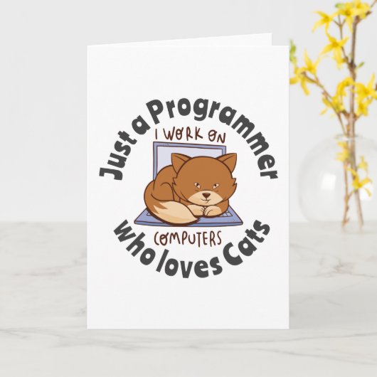 Carte Juste un programmeur qui aime les chats (Fleur jaune)