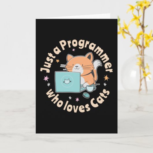 Carte Juste un programmeur qui aime les chats (Fleur jaune)