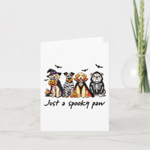 Carte Juste Une Éffrayante Paw Retro Chien Ghost Hallowe
