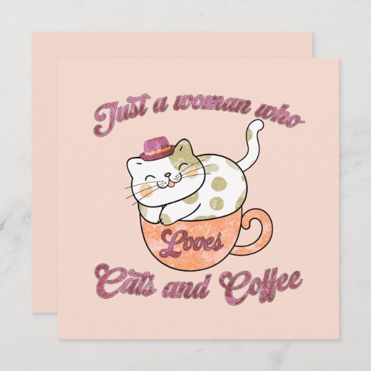 Carte Juste une femme qui aime les chats et le café (Devant / Derrière)