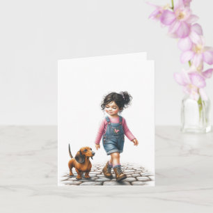 Carte Juste une fille et son Dachshund (téléchargeable)