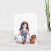 Carte Juste une fille et son Dachshund (téléchargeable) (Devant)