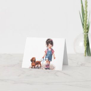 Carte Juste une fille et son Dachshund (téléchargeable)