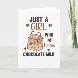 Carte Juste une fille qui aime le lait au chocolat Kawai