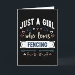 Carte Juste une fille qui aime les cadeaux drôles d'escr<br><div class="desc">Dessin drôle Juste une fille qui aime l'escrime. Idéal pour un anniversaire,  Noël ou la fête des mères,  cadeau de sabre et d'escrime pour votre maman ou votre femme. Cadeau mignon pour les femmes,  votre fille,  les filles et les enfants.</div>