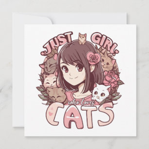 Carte juste une fille qui aime les chats