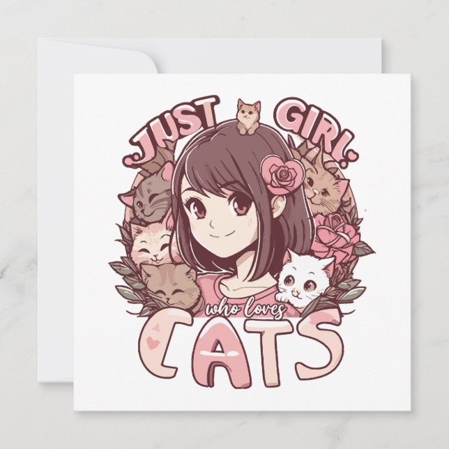 Carte juste une fille qui aime les chats (Devant)