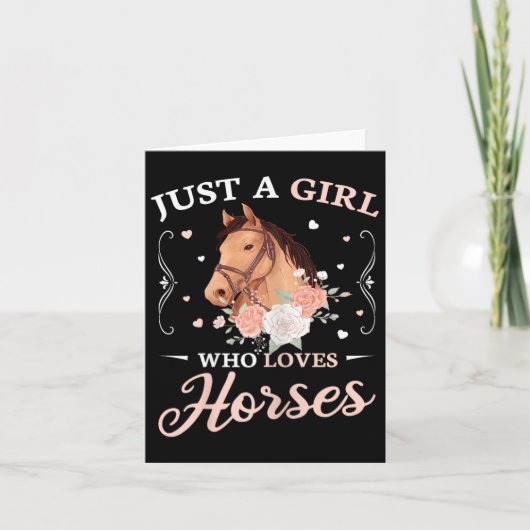 Carte Juste Une Fille Qui Aime Les Chevaux Filles Mignon (Devant)