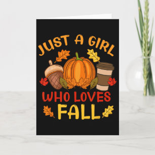 Carte Juste Une Fille Qui Aime Les Feuilles De Citrouill