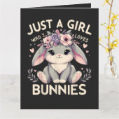 Carte Juste Une Fille Qui Aime Les Lapins (Fleur jaune)