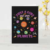 Carte Juste une fille qui aime les planètes système sola (Fleur jaune)