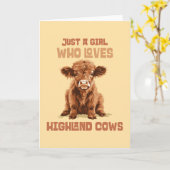 Carte Juste une fille qui aime les vaches Highland (Fleur jaune)