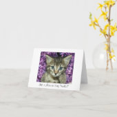 Carte Juste une note à dire "bonjour !" Chaton gris (Fleur jaune)