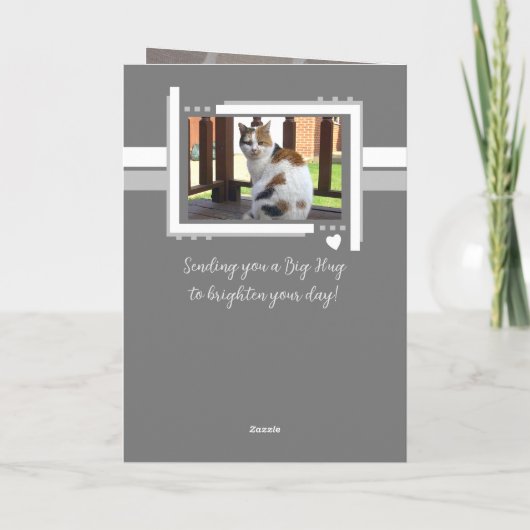 Carte Juste une note pour dire 3 photos de chat gris (Dos)