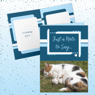 Carte Juste une note pour dire photos de chat bleu blanc