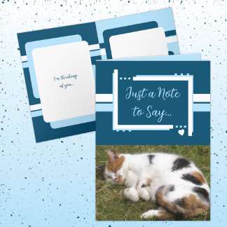 Carte Juste une note pour dire photos de chat bleu blanc