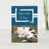 Carte Juste une note pour dire photos de chat bleu blanc (Devant)
