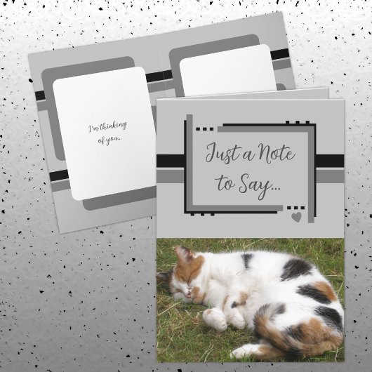 Carte Juste une note pour dire photos de chat noir gris