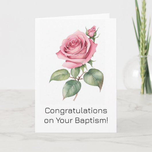 Carte JW - Baptême Cadeau Rose rose (Devant)