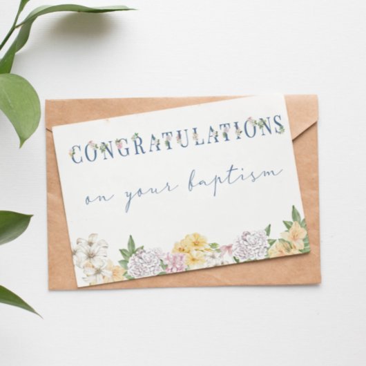 Carte JW Baptism Cadeaux - Salutation aux fleurs blanche