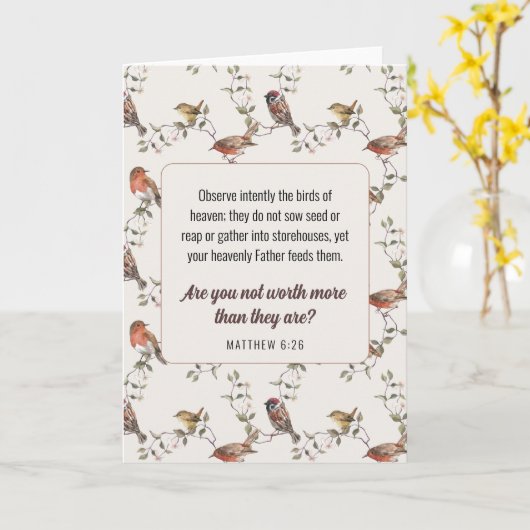 Carte JW Card, Matthew 6:26 | Salutation JW (Fleur jaune)