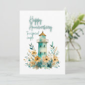Carte JW Watercolor Lighthouse Happy Anniversaire (Debout devant)