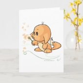 Carte Kacheek orange souhaitant sur un pissenlit (Fleur jaune)