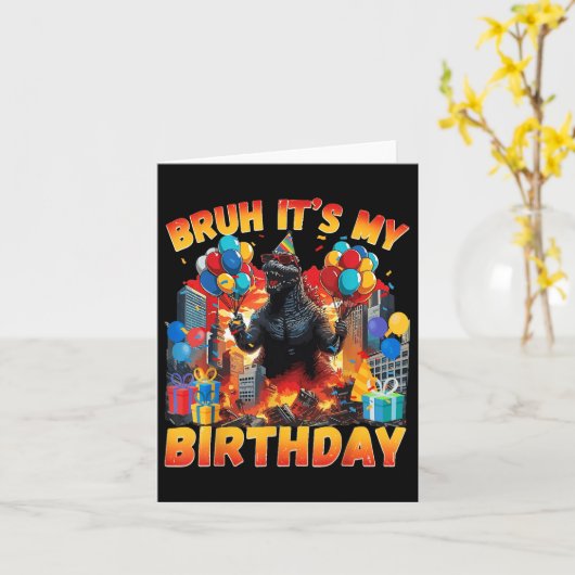 Carte Kaiju fête d'anniversaire Japon Monster Dinosuar S (Fleur jaune)