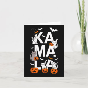 Carte Kamala Halloween Chat Citrouille sorcière Casquett