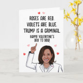 Carte Kamala Valentine - Trump est un Criminel Bonne Sai (Fleur jaune)