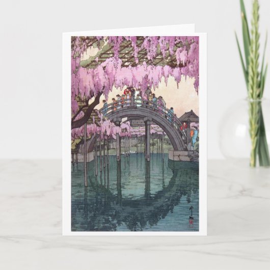 Carte Kameido Bridge, Hiroshi Yoshida, Woodcut (Devant)