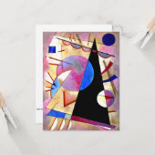 Carte Kandinsky - Cubisme Abstrait avec rose et blues (Devant/Arrière en situation)