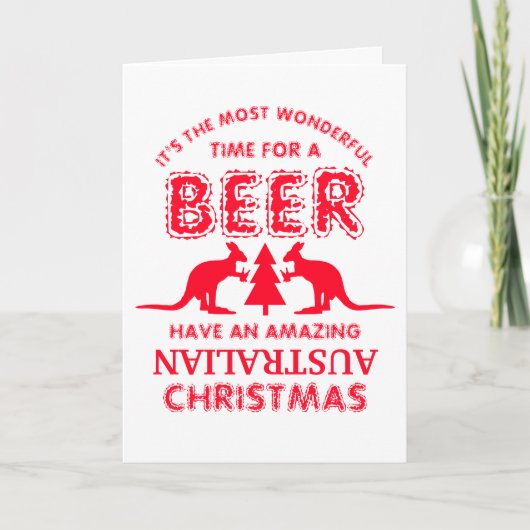 Carte Kangaroo Beer, voeux de Noël australien (Devant)