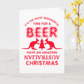 Carte Kangaroo Beer, voeux de Noël australien (Fleur jaune)