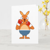 Carte Kangaroo en boîte avec gants de boxe (Fleur jaune)