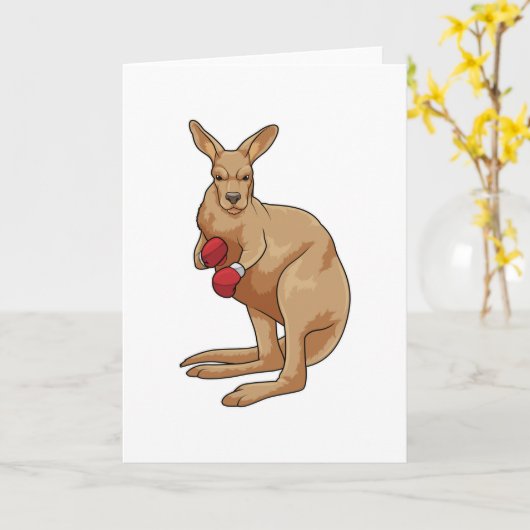 Carte Kangaroo en boîte avec gants de boxe (Fleur jaune)