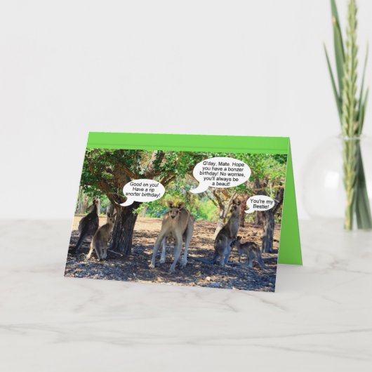 Carte Kangaroo Famille Joyeux Humour d'anniversaire (Devant)