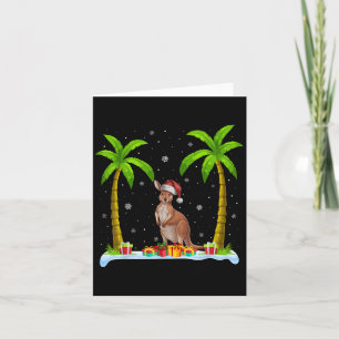 Carte Kangaroo Santa Hat Palm Tree Beach Jeu de Noël