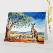 Carte Kangaroo sous le gumtree avec les baubles de Noël (Fleur jaune)