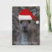 Carte Kangaroo Visage Père Noël Joyeux Noël Mate (Devant)