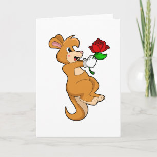 Carte Kangourou avec fleur