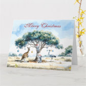 Carte Kangourou et Émeu Noël Gumtree Boules (Fleur jaune)