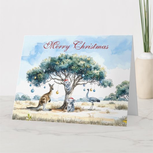Carte Kangourou et Émeu Noël Gumtree Boules (Devant)