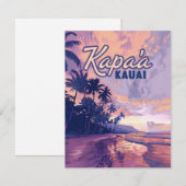 Carte Kapaa Kauai Hawaii Beach Sunset Palm Tree Ca (Devant / Derrière)