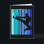 Carte Karate Birthday Mens Kids Boys Retro Vintage<br><div class="desc">Ces vêtements karaté pour hommes et garçons sont super cool. Doté d'une silhouette sportive d'un homme ou d'un garçon jouant au football dans un graphisme design bleu rétro. Ils sont tendance, uniques, cool et mignons. Ces cadeaux sportifs pour hommes sont cool. Si vous aimez les articles rétro pour votre fils...</div>