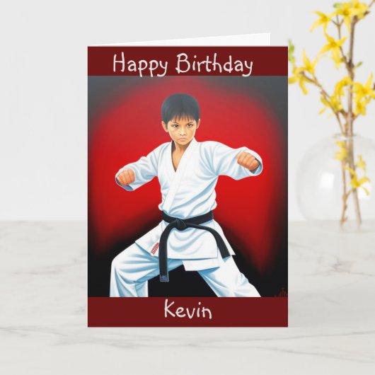 Carte Karate Boy Anniversaire (Fleur jaune)
