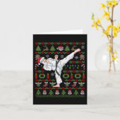 Carte Karate de Noël moche Santa Claus Martial Arts (Fleur jaune)