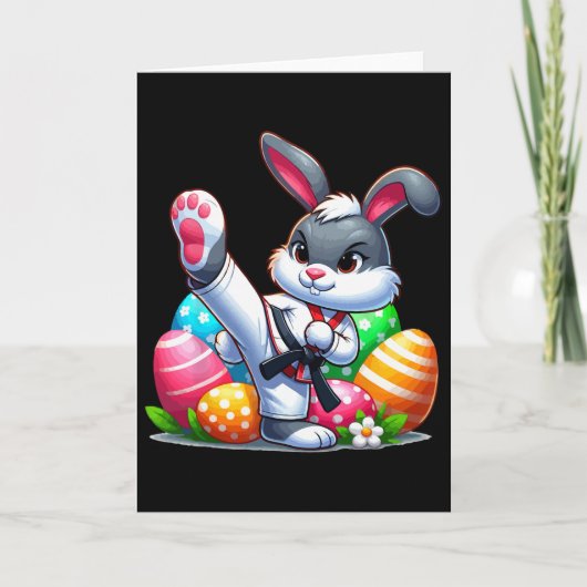 Carte Karate Easter Bunny With A Sket Of Eggs Easter Day (Devant)