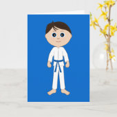 Carte Karate Félicitations Blue Belt (Fleur jaune)
