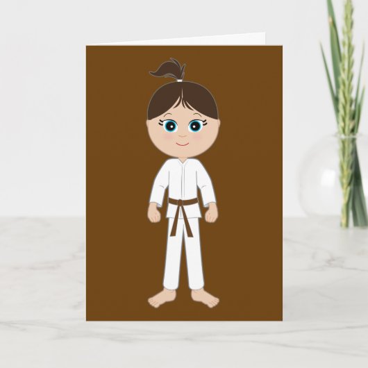 Carte Karate Félicitations Brown Belt Girl (Devant)